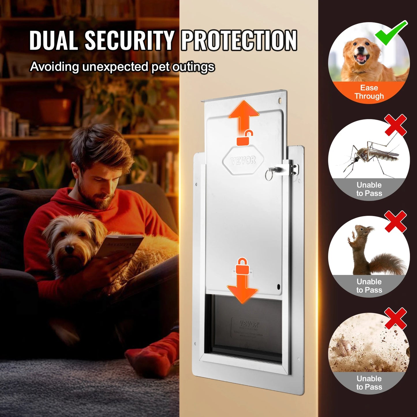 SucceBuy Pet Door With Lock And 3 Flap System Weatherproof