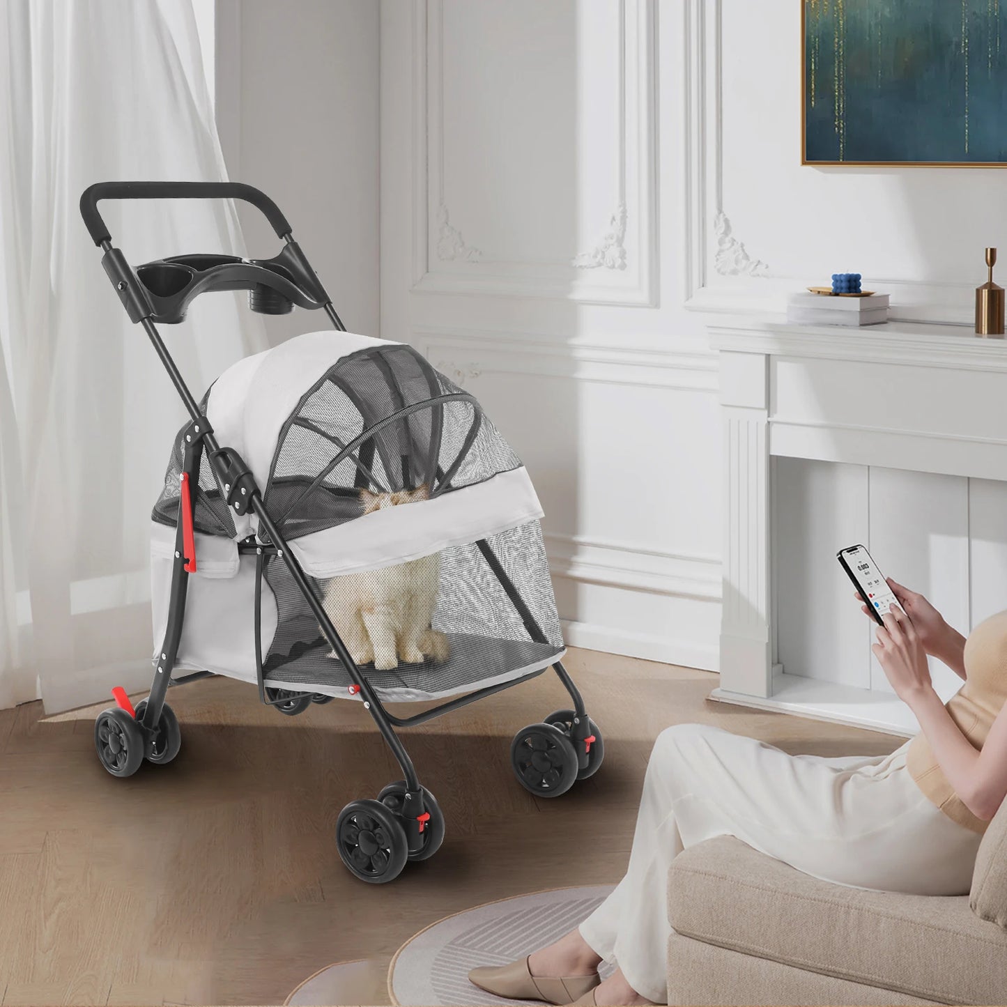 Foldable Lightweight Pet Cart For Dogs And Cats Outdoors
