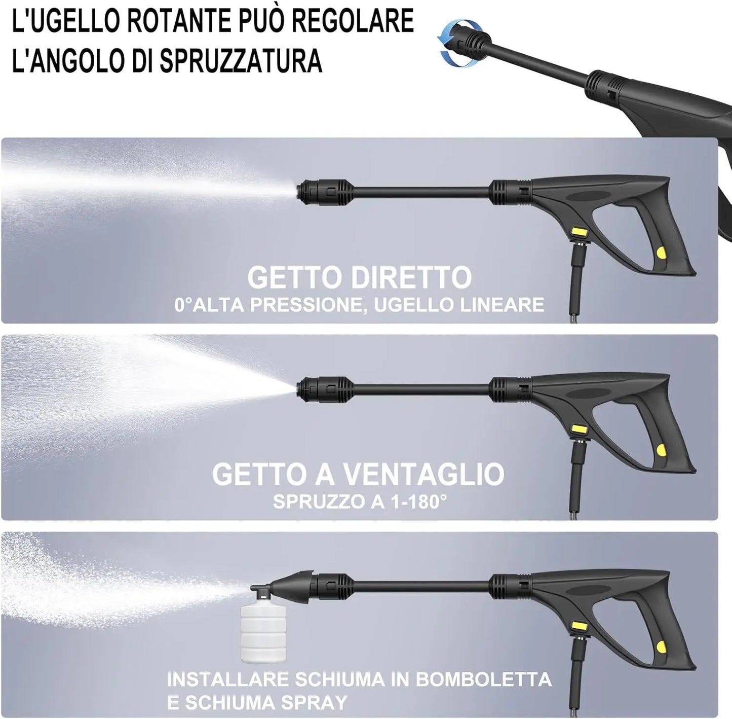 Electric High Pressure Washer 1600W,120bar,380l/h Adjustable Lance from 0 to 180°,7m Flexible Hose,for Terraces,Gardens,Cars