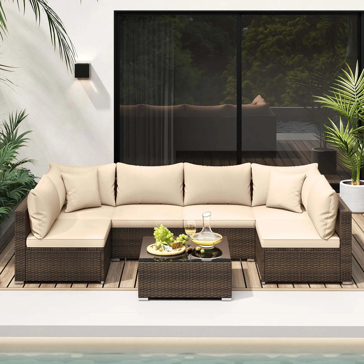 HOMASIS Patio Rattan Furniture Set For Outdoor Living