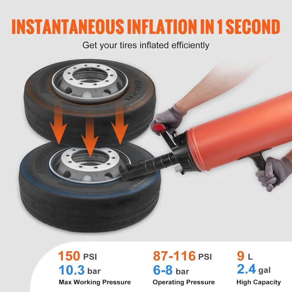 Portable Tire Inflator With 150 PSI Air Blaster For Vehicles