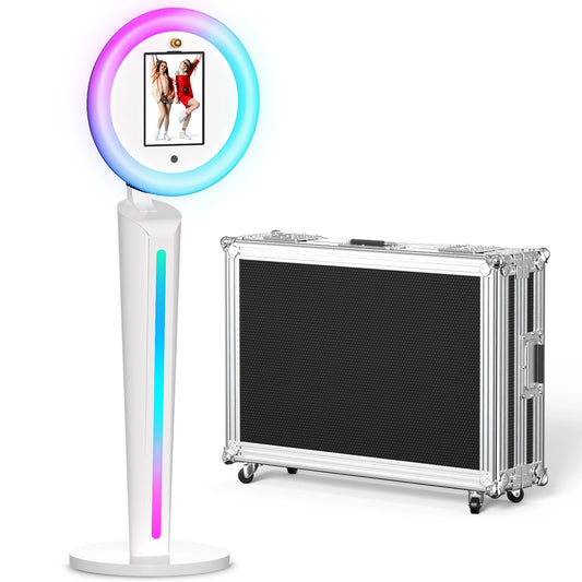 Portable iPad Photo Booth Machine Selfie Stand Via Remote APP Control With RGB Ring Light For Party Wedding Events With Case