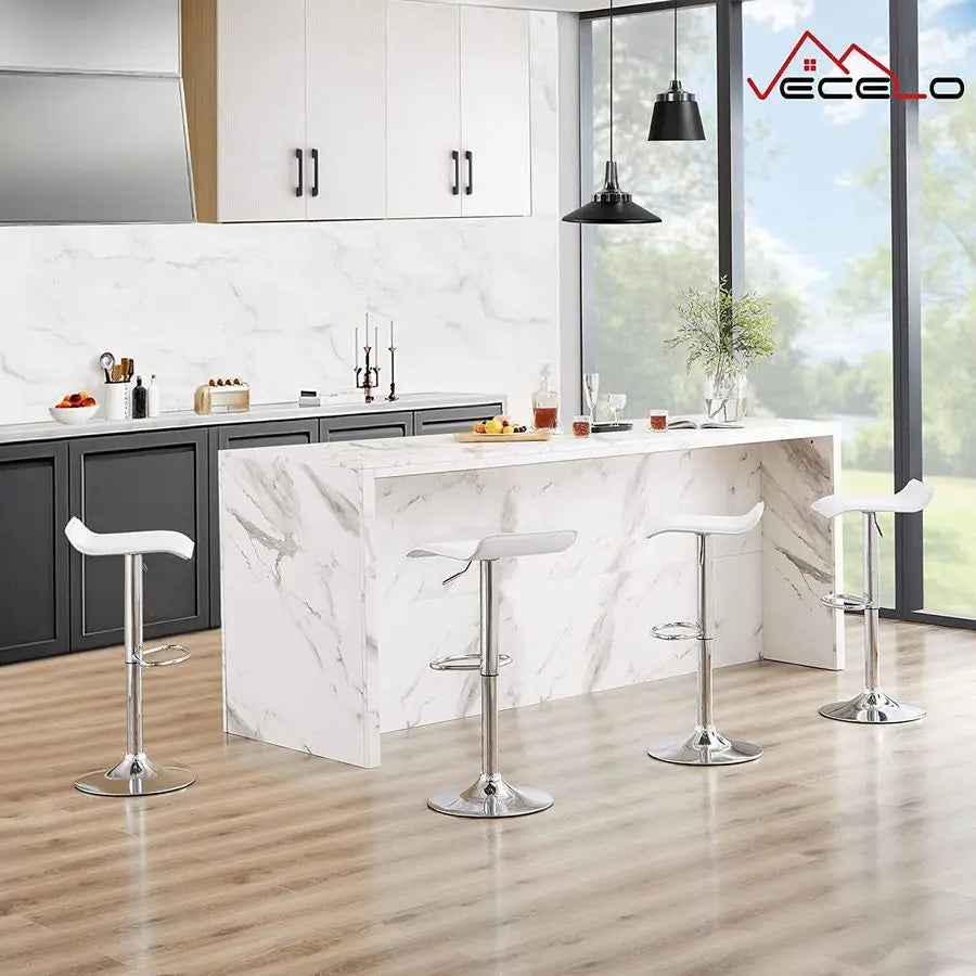 Swivel Bar Stools Set of 2 Modern Armless PVC Chairs