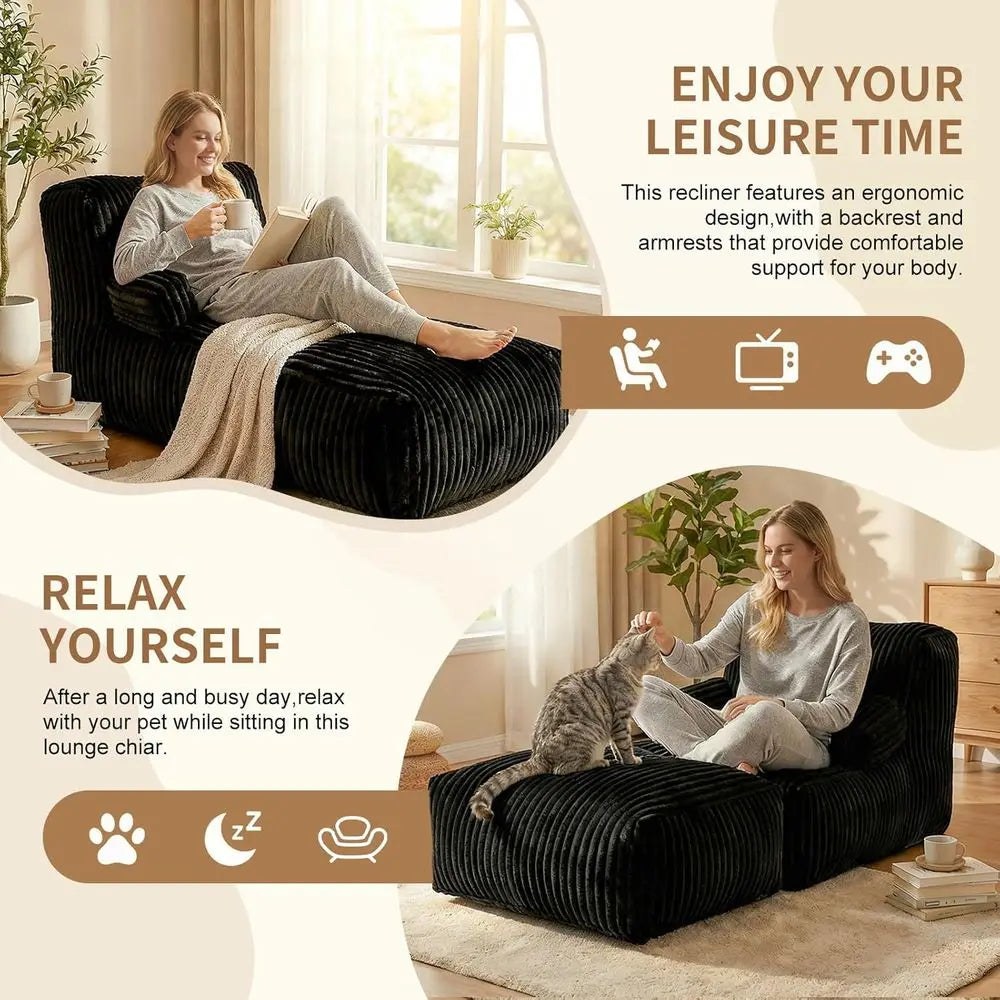 Bean Bag Chair With Memory Foam And Armrests For Living