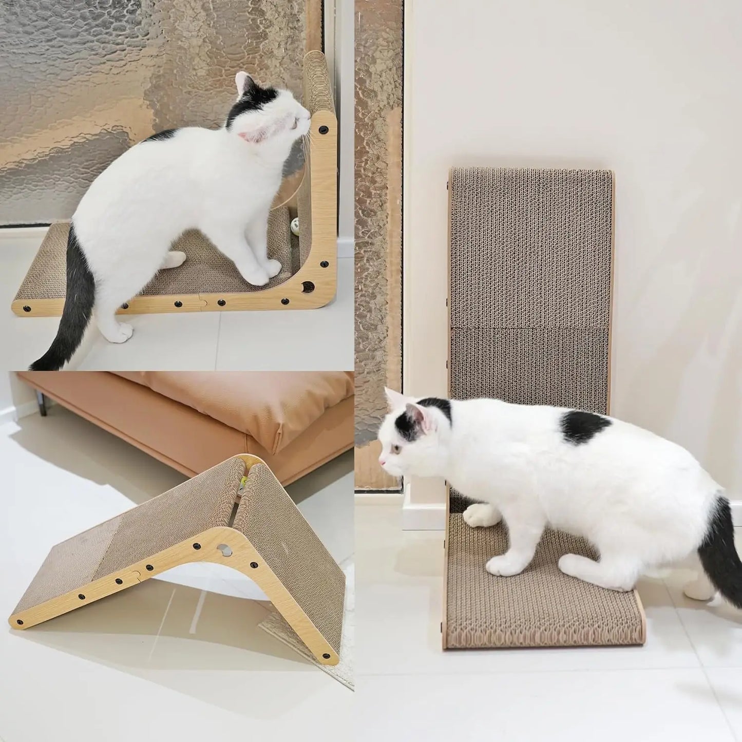 NONECN L-Shaped Cat Scratcher For Indoor Cats Safe