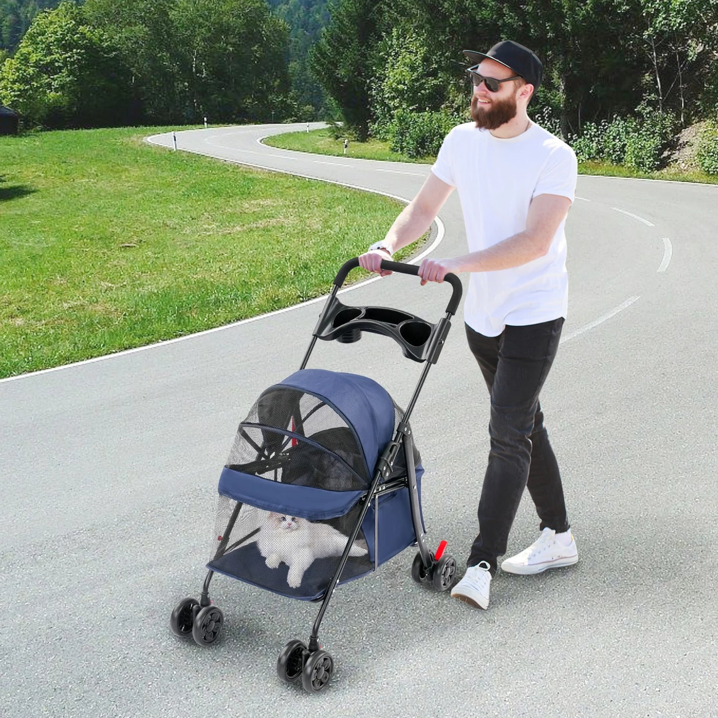 Foldable Lightweight Pet Cart For Dogs And Cats Outdoors