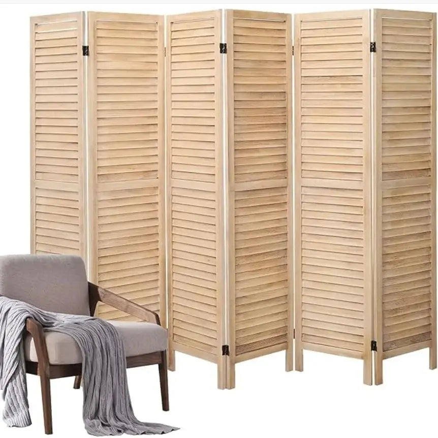 Wood Room Divider Screen Folding Privacy Freestanding Louvered Divider