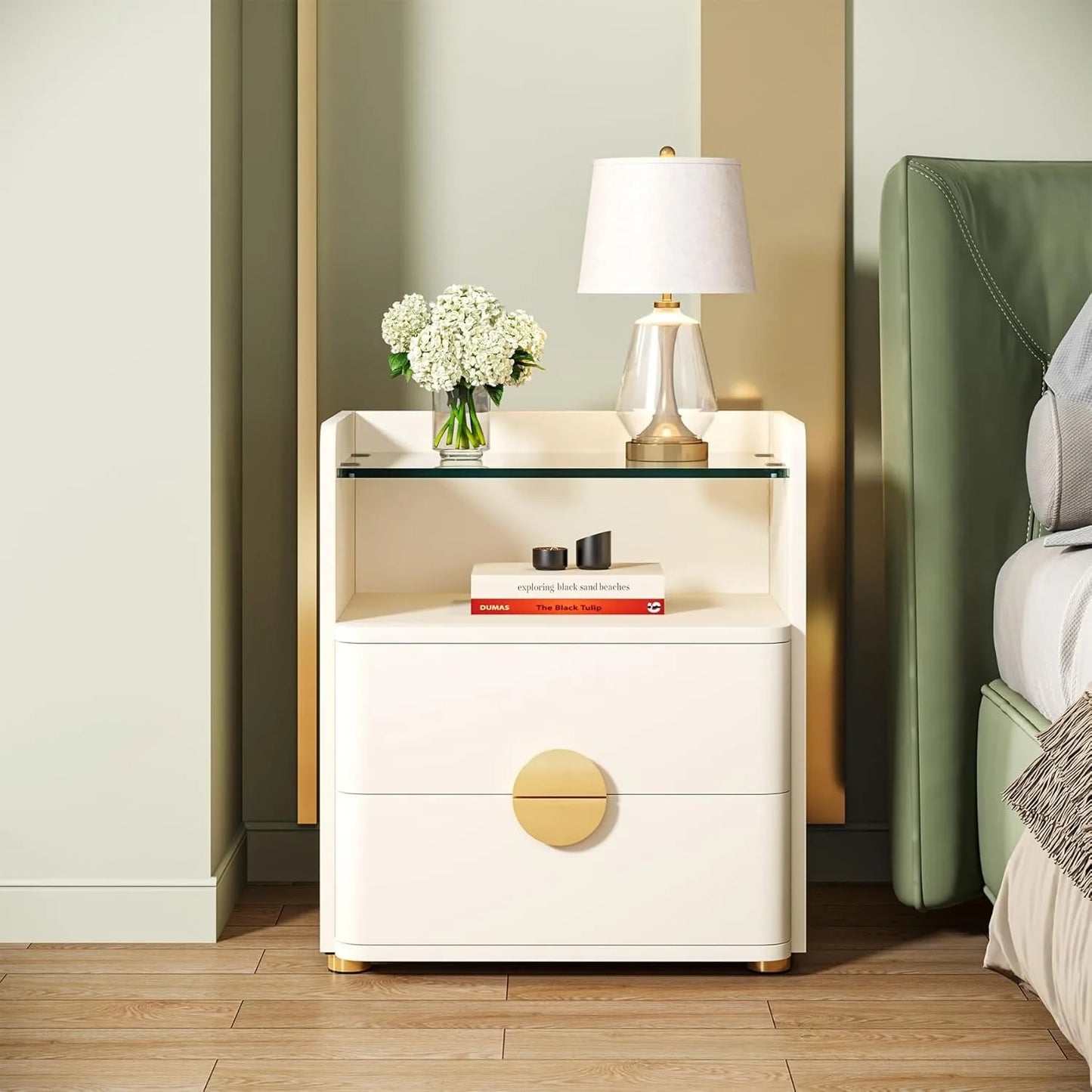 LITTLE TREE Nightstand With Drawers And Open Shelf
