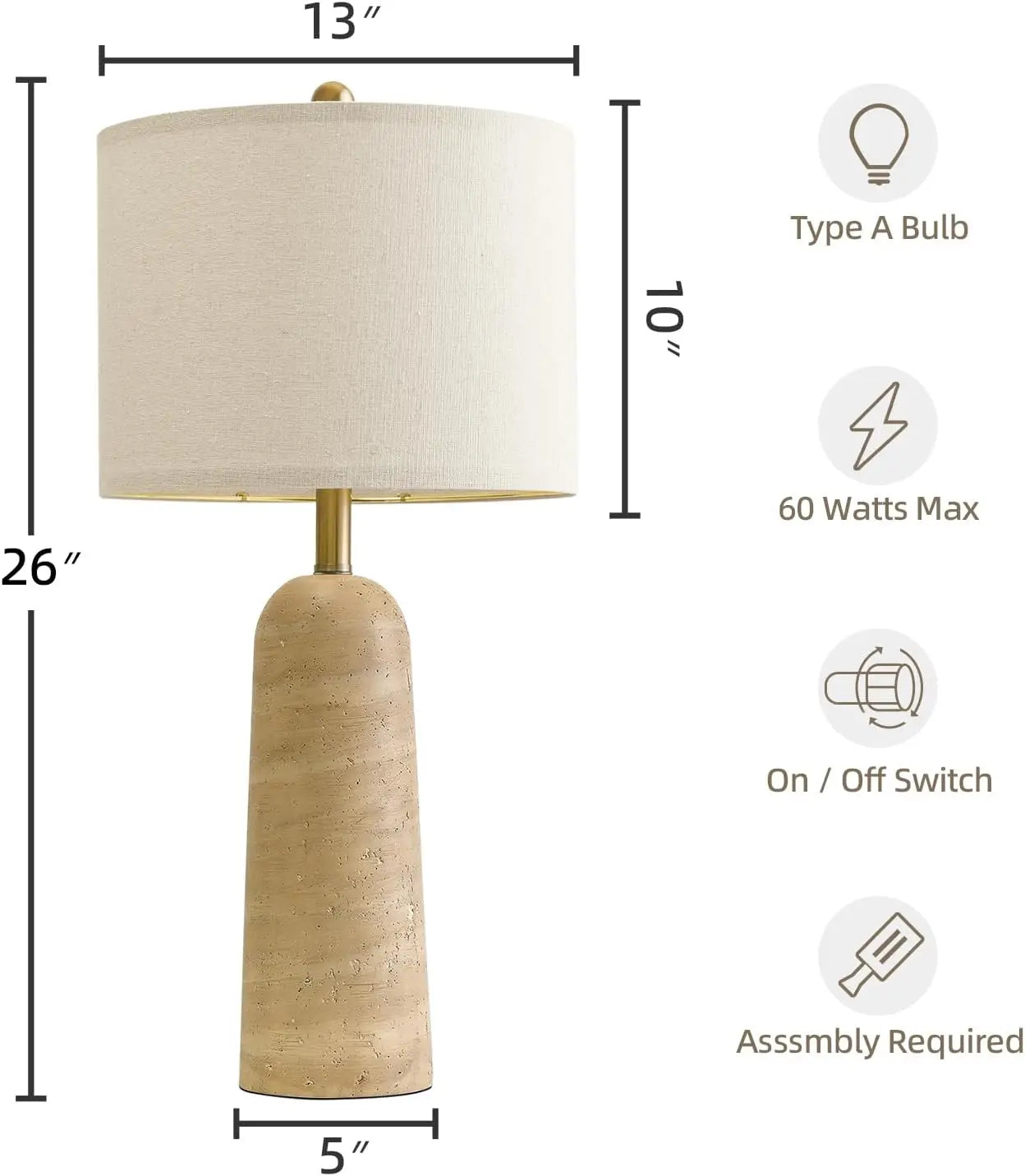 Modern Table Lamp Set Of 2 With Travertine Look Shade