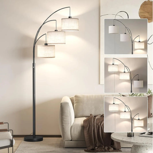 Arc Floor Lamp With 3 Lights Modern Standing Lamp Adjustable