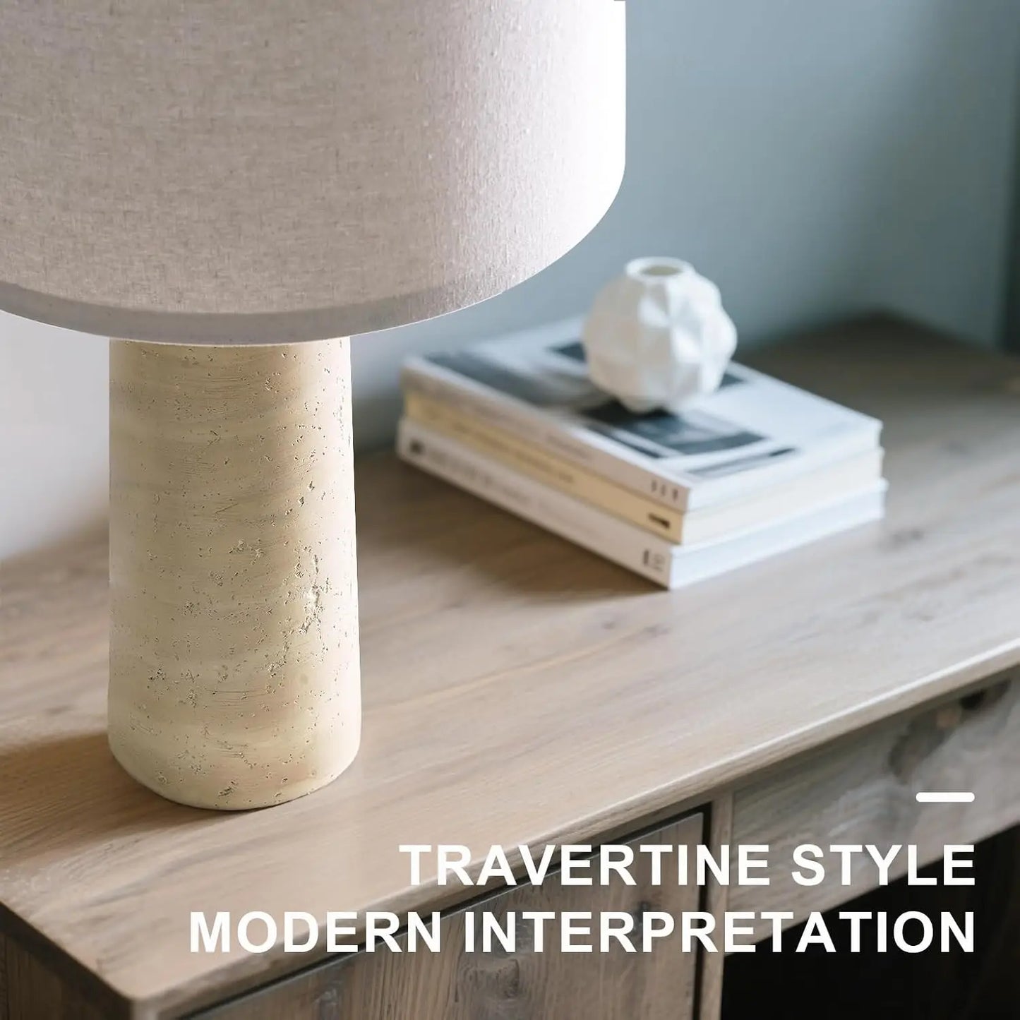Modern Table Lamp Set Of 2 With Travertine Look Shade