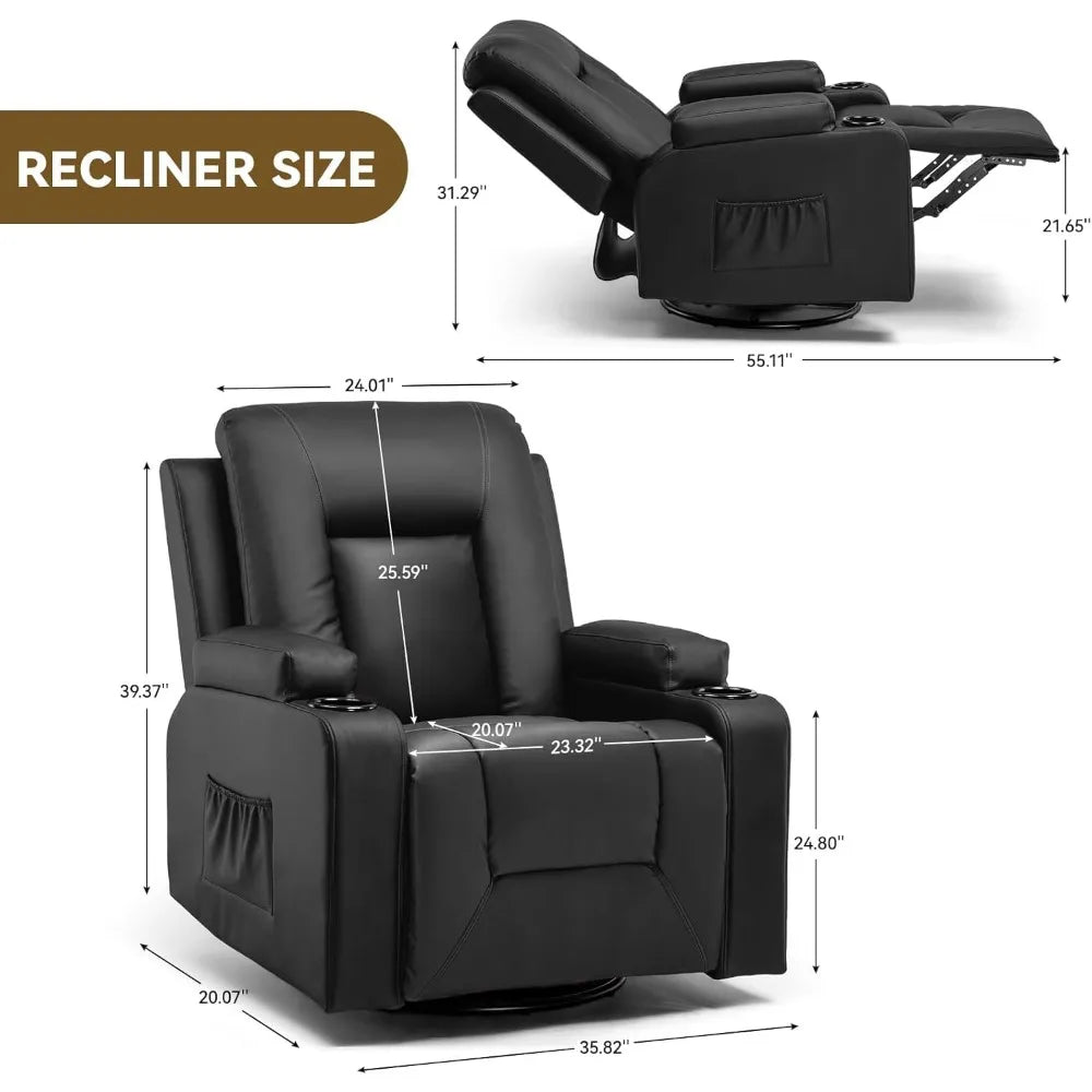 Recliner Massage Chair With Rotary Joystick And Cup Holder