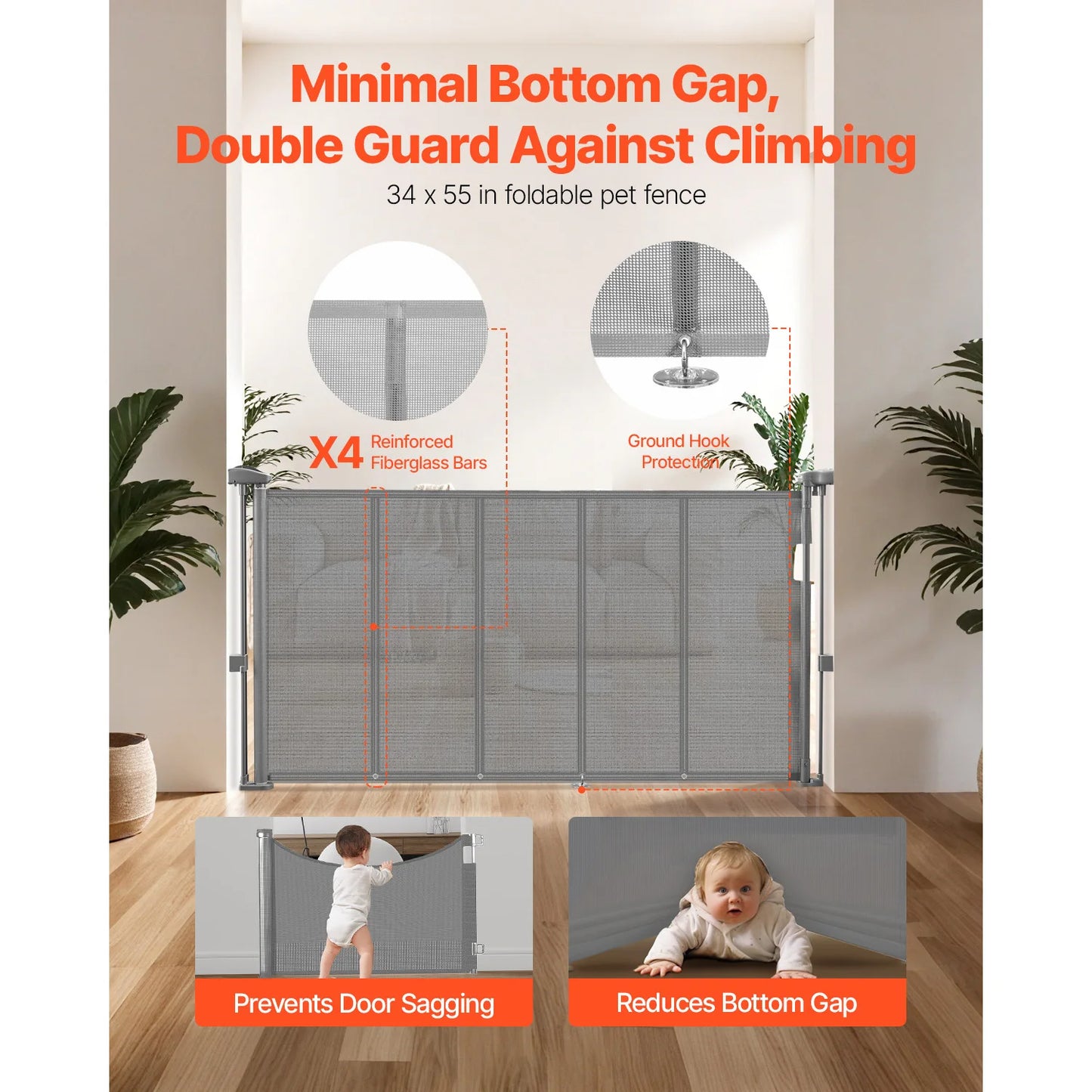 SucceBuy Retractable Baby Gate For Kids And Pets Easy Install