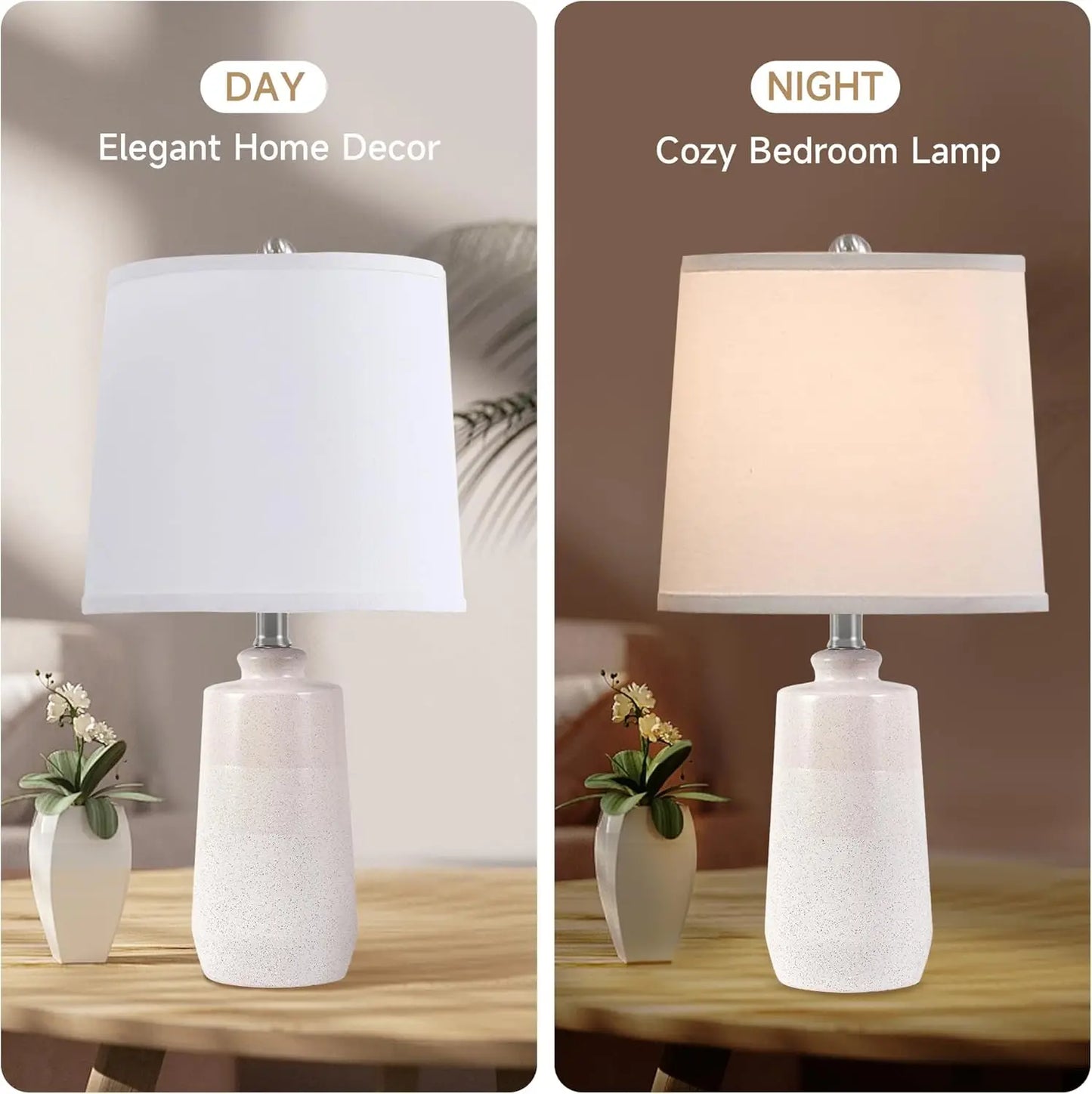 XMSJ Ceramic Table Lamps Set Of 2, Minimalist Matte Finish