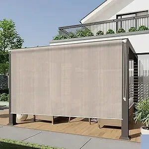 XMSJ Outdoor Roller Shade Cordless Patio Blinds