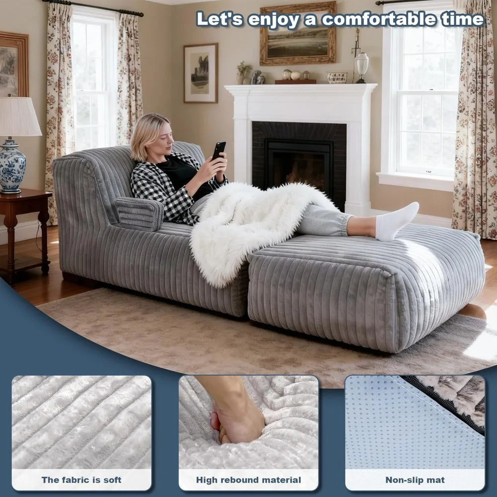 Memory Foam Bean Bag Chair With Armrests Ergonomic Lounger