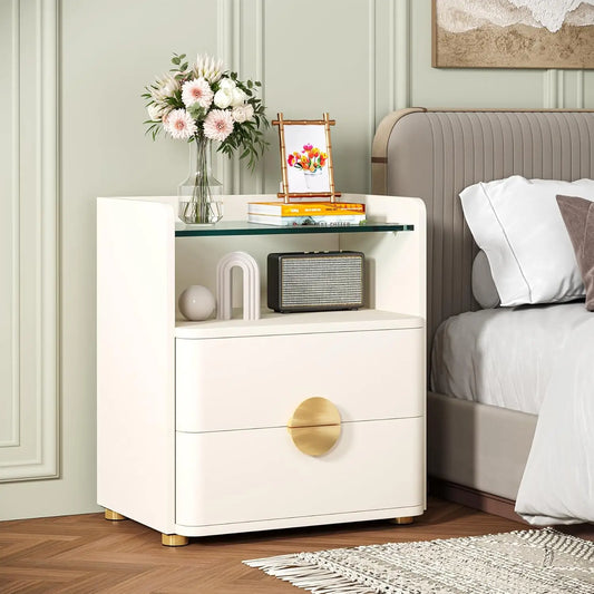 Tribesigns Nightstand With 2 Drawers And Open Shelf