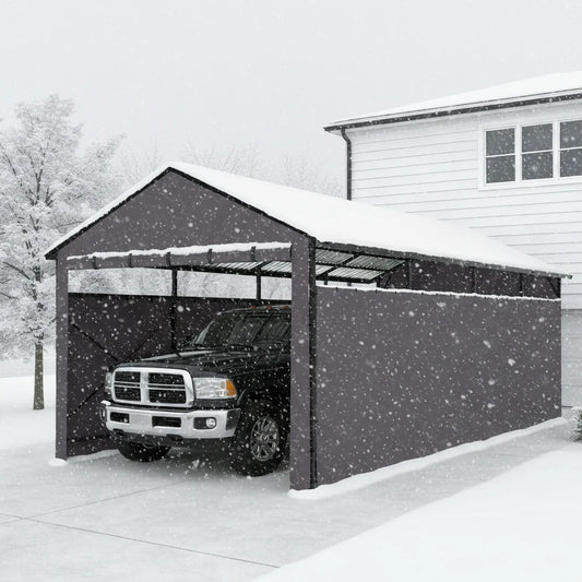 Heavy Duty Metal Carport With Oxford Cloth Enclosure