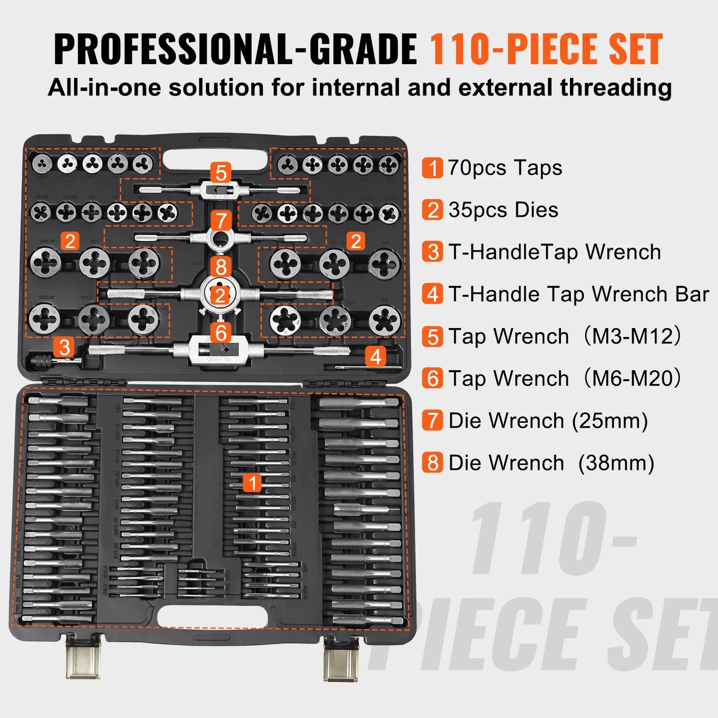 Tap and Die Set Bearing Steel for Metric SAE Threads