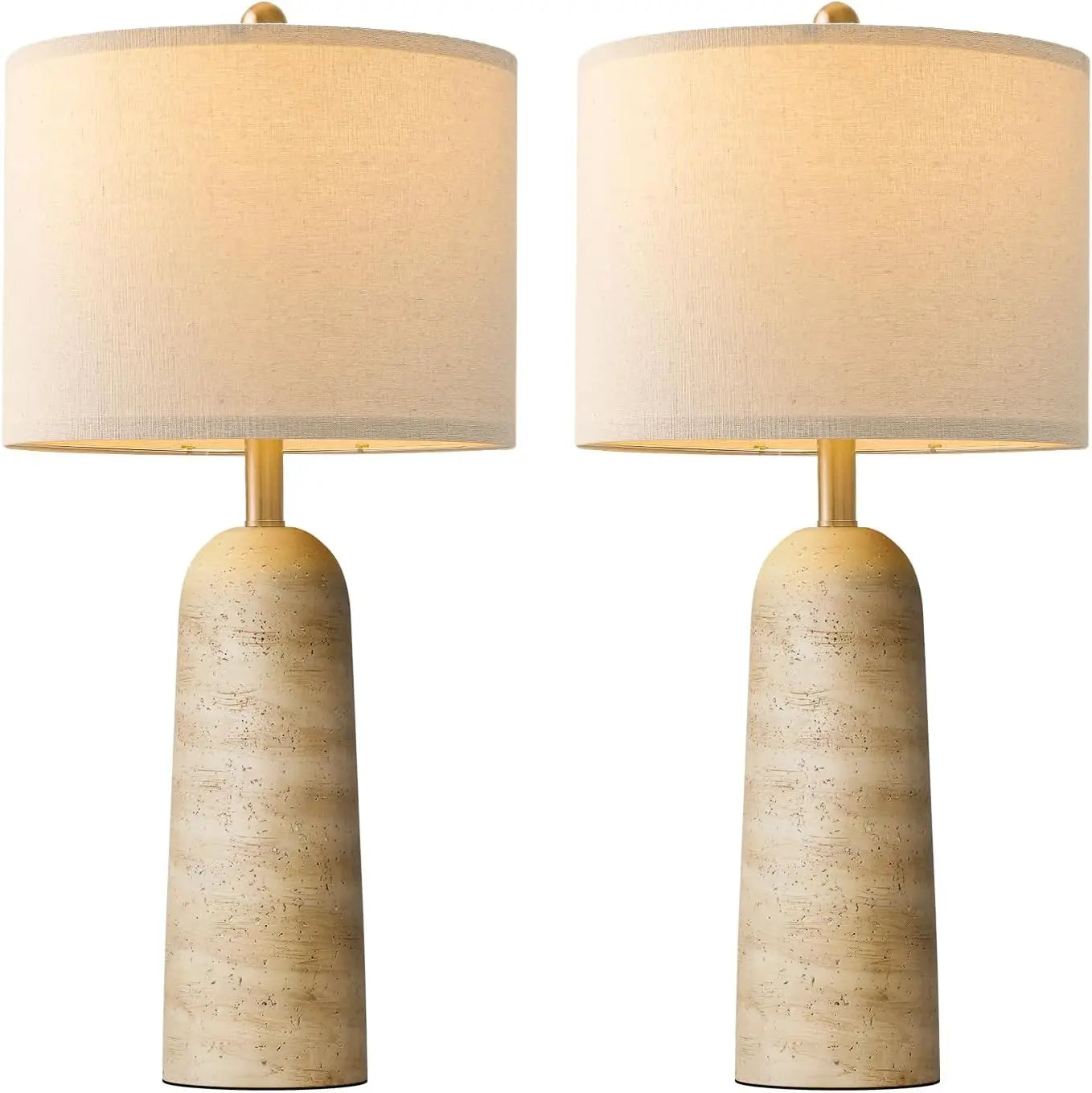 Modern Table Lamp Set Of 2 With Travertine Look Shade