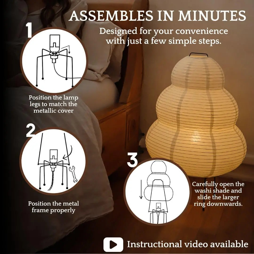 Japanese Rice Paper Floor Lamp With Dimmable Switch