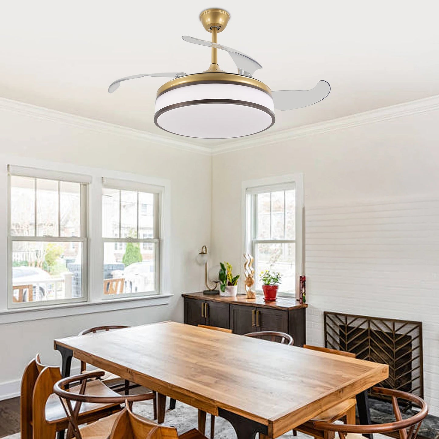 Ceiling Fan Pendant Light With Remote Control For Bedroom Kitchen