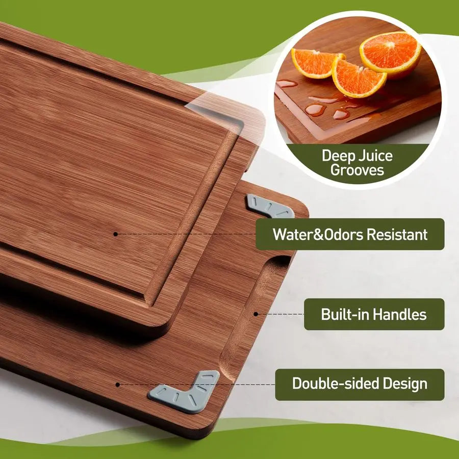Packs Bamboo Cutting Board Set With Non Slip Durable Feet