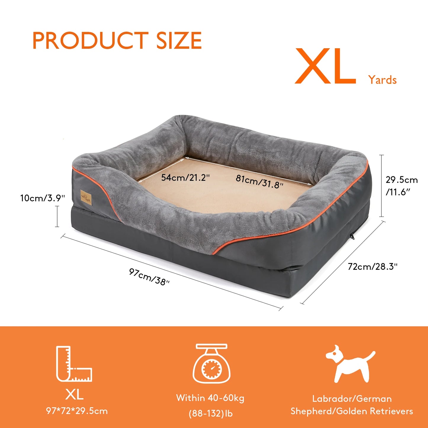 BINGOPAWCN Dog Bed With Removable Washable Cover Anti Allergy Waterproof