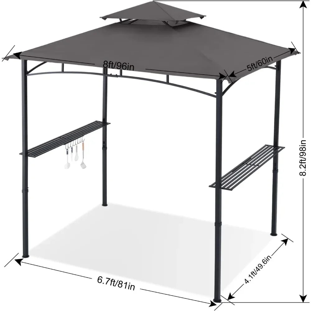 XMSJ Grill Gazebo Shelter With LED Light Outdoor Canopy