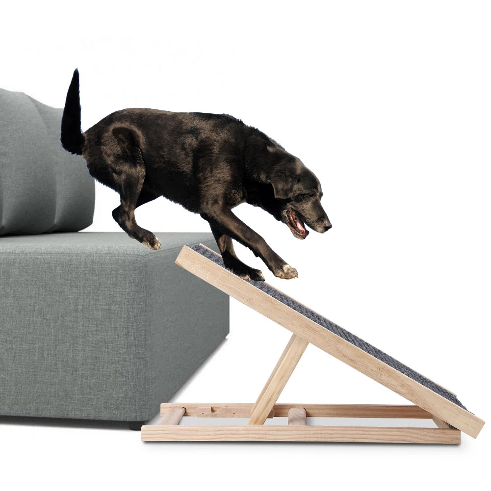 HiMISSDog Dog Ramp Wooden Adjustable Folding Portable AntiSkid