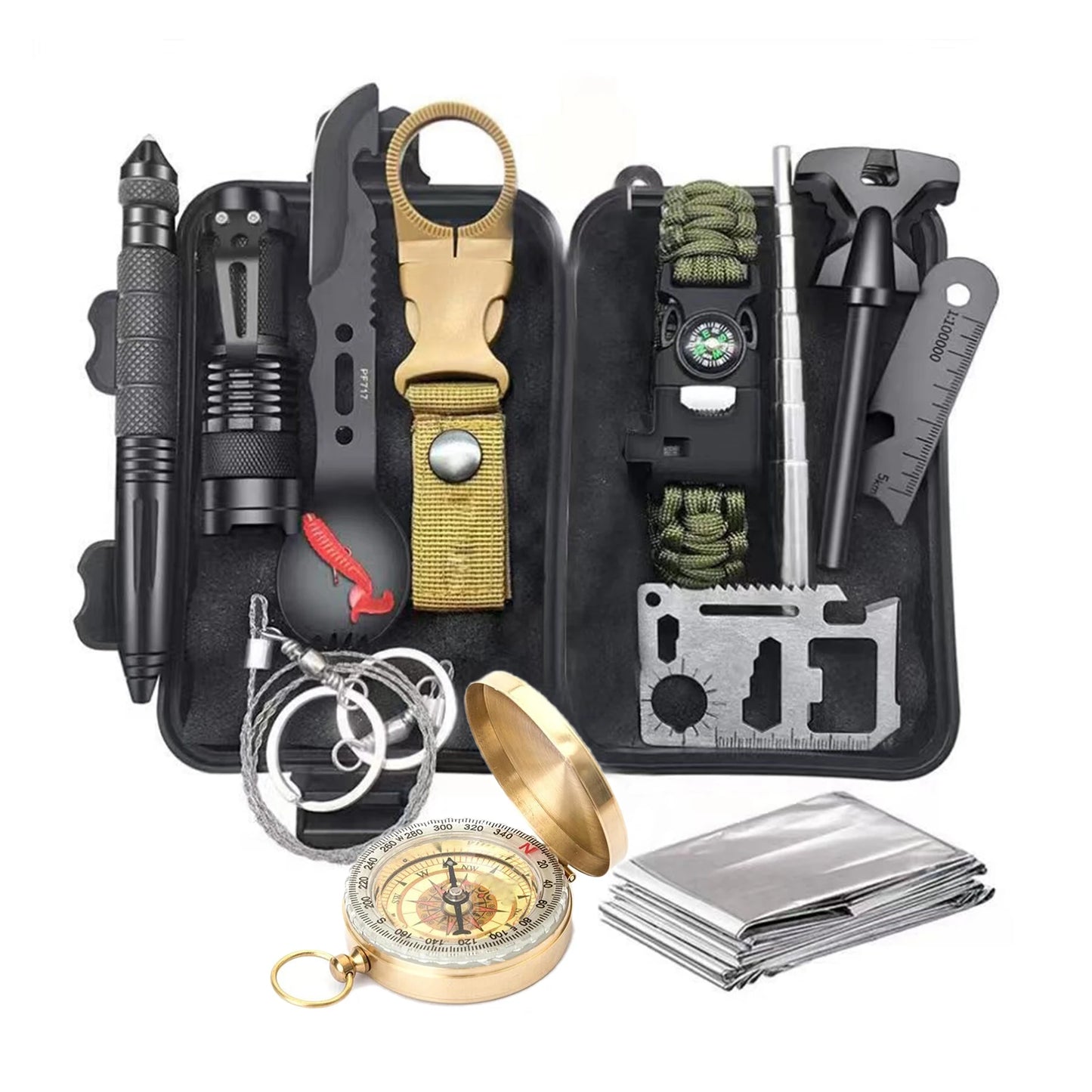 KKMOONDIY 14 Piece Multifunctional Survival Tool Kit