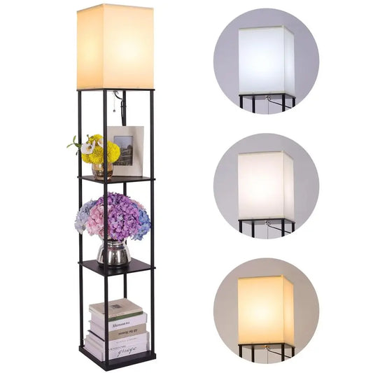 Gupuzm Floor Lamp With Shelves Modern Square 3 Color Temperature