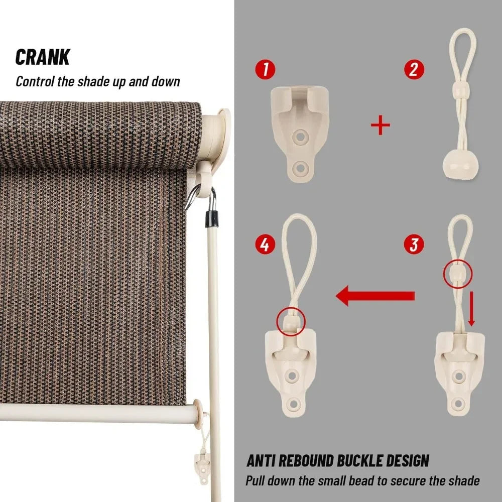 XMSJ Outdoor Roller Shade Cordless Patio Blinds