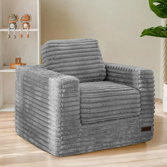 Comfy Faux Fur Bean Bag Sofa With Filler And Pillows Upholstered Floor Couch
