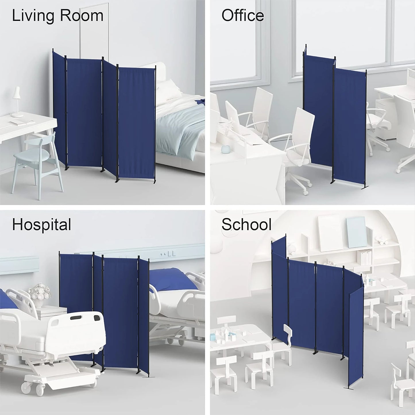 Four Panel Folding Room Divider Freestanding Privacy Partition