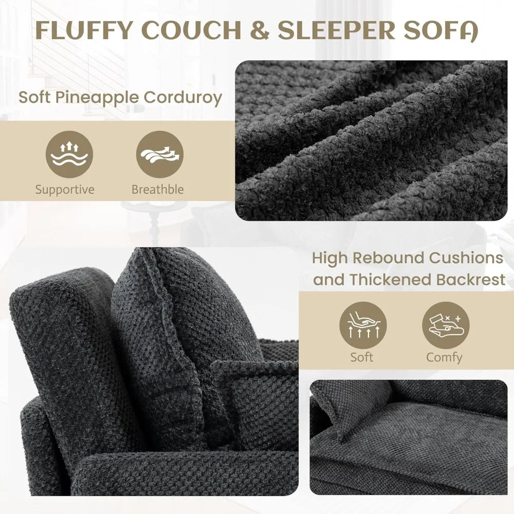 Pull-Out Sofa Bed With USB Charging And Side Pockets