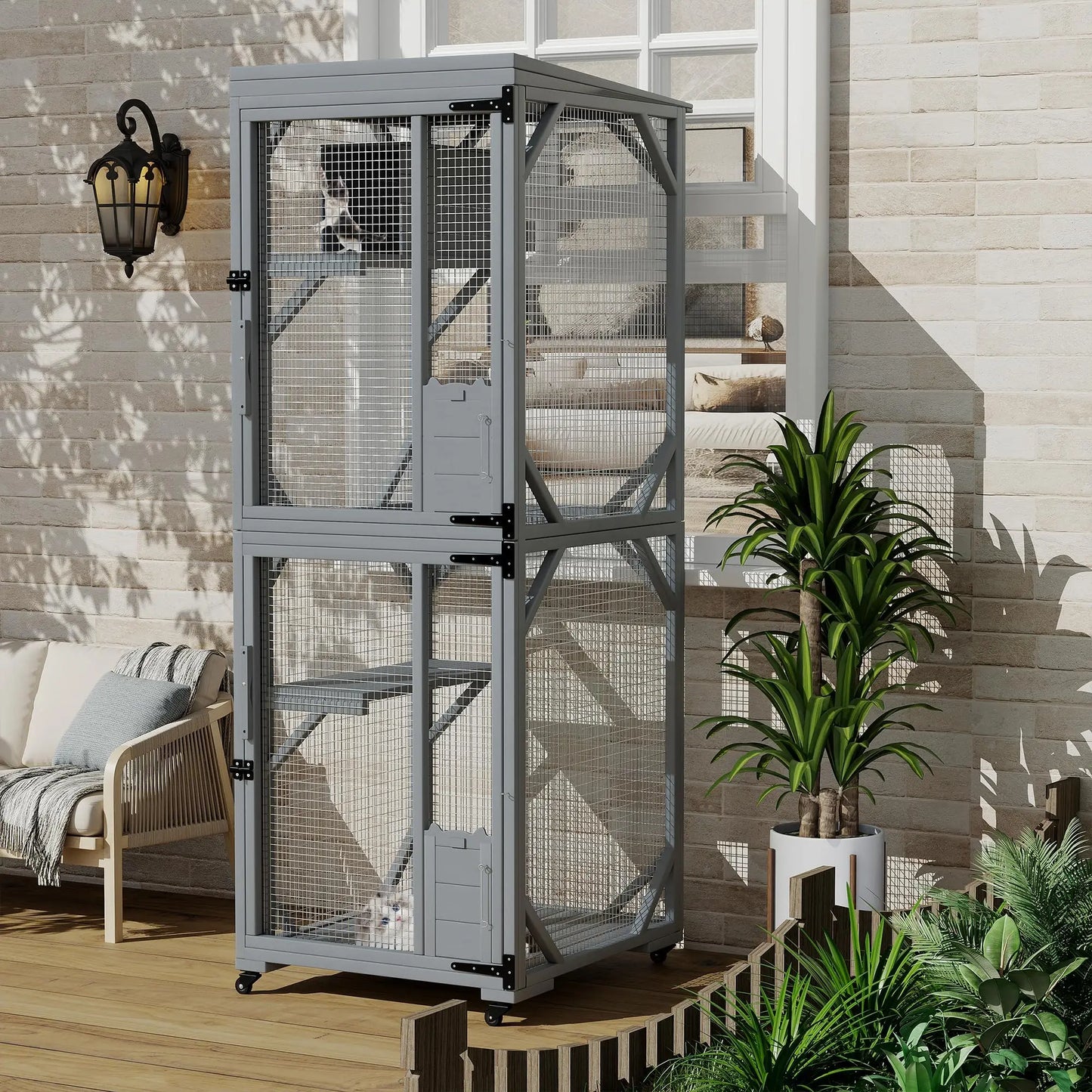 HiMISSCatio Catio With Lockable Wheels Weatherproof Multi Door