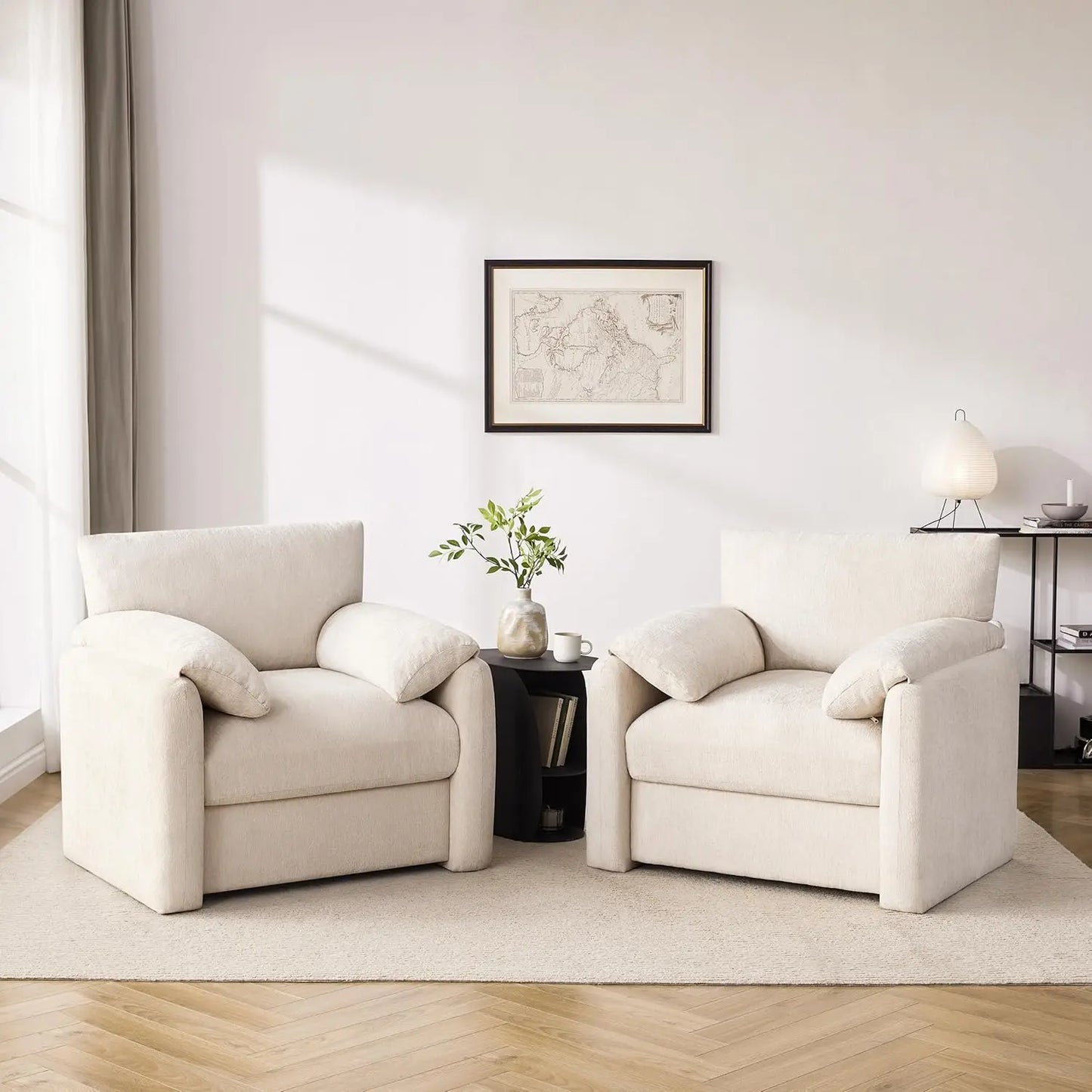 Chenille Oversized Armchair Modern Minimalist Lounge Chair