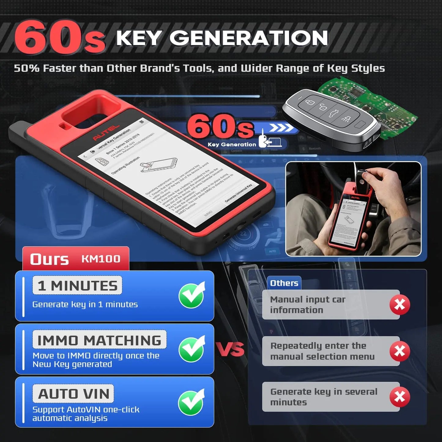Autel MaxiIM KM100 Key Fob Programmer and Immobilizer Tool