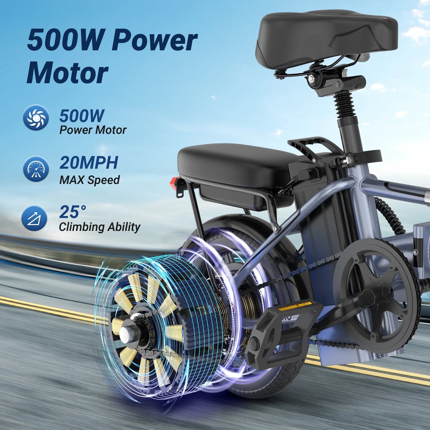 AOVOPRO EB60 Foldable Electric Bike Dual Seat 500W 48V