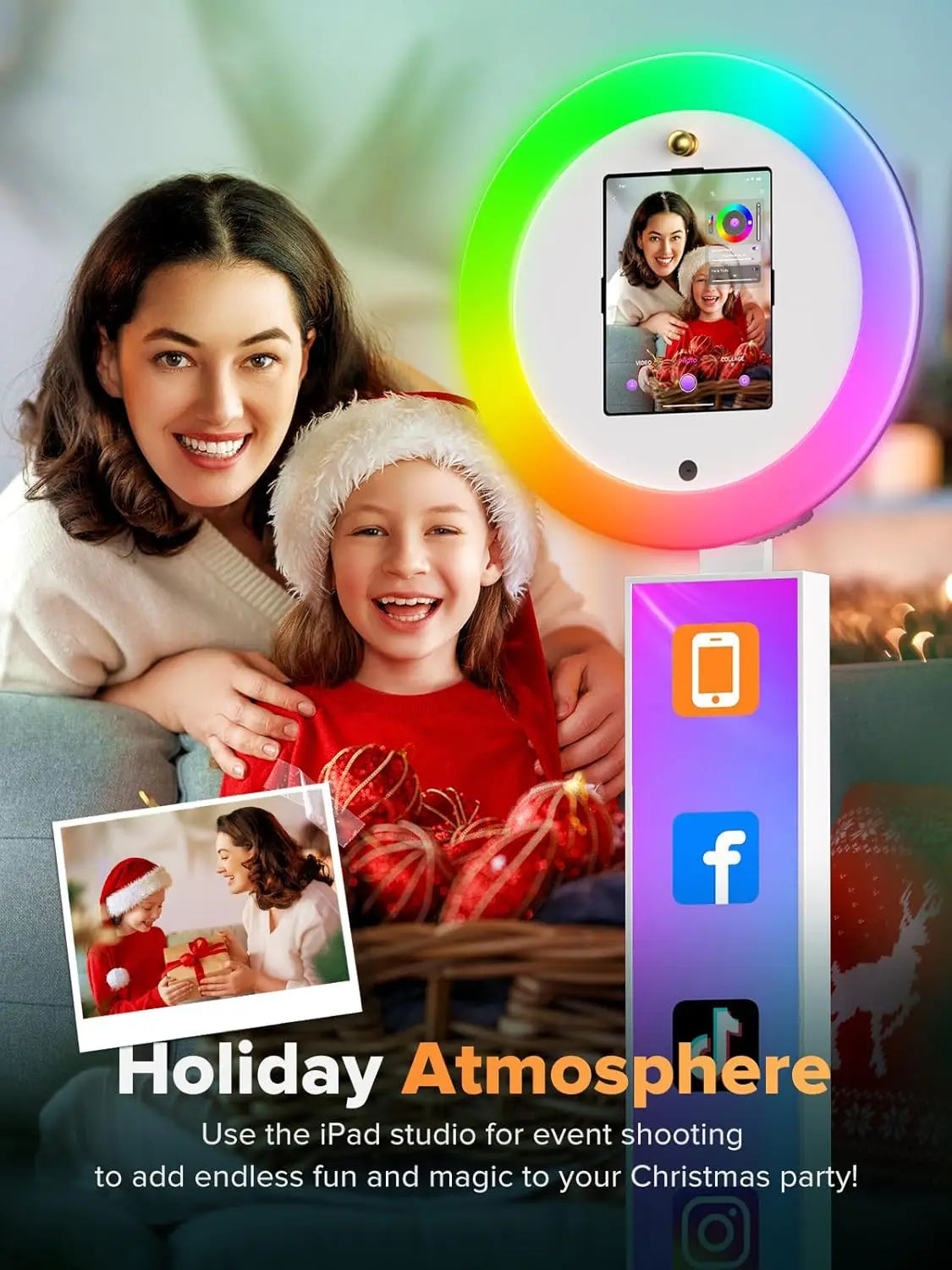 Neson Portable iPad Photo Booth With RGB Ring Light