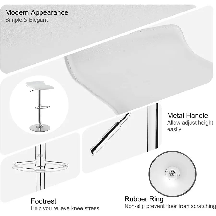 Swivel Bar Stools Set of 2 Modern Armless PVC Chairs