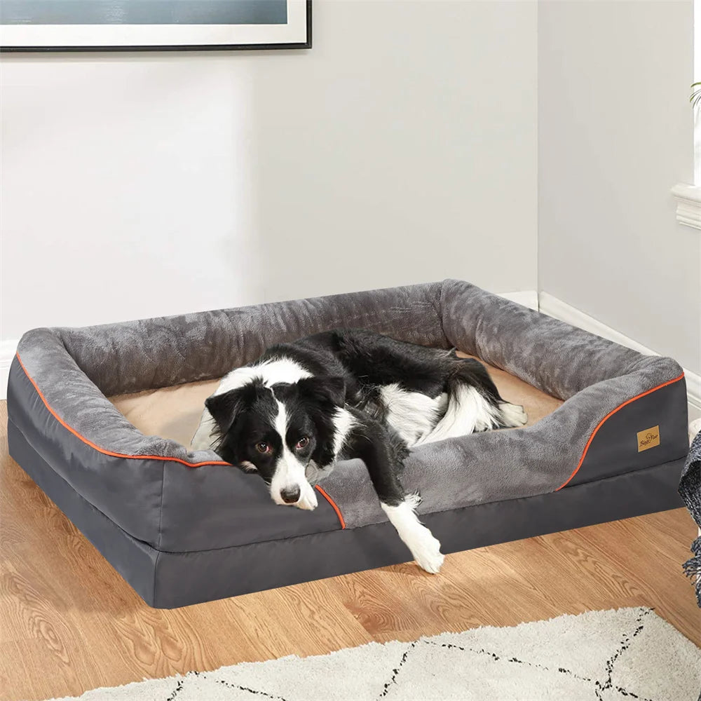 BORWART Waterproof Orthopedic Memory Foam Dog Bed With Removable Cover