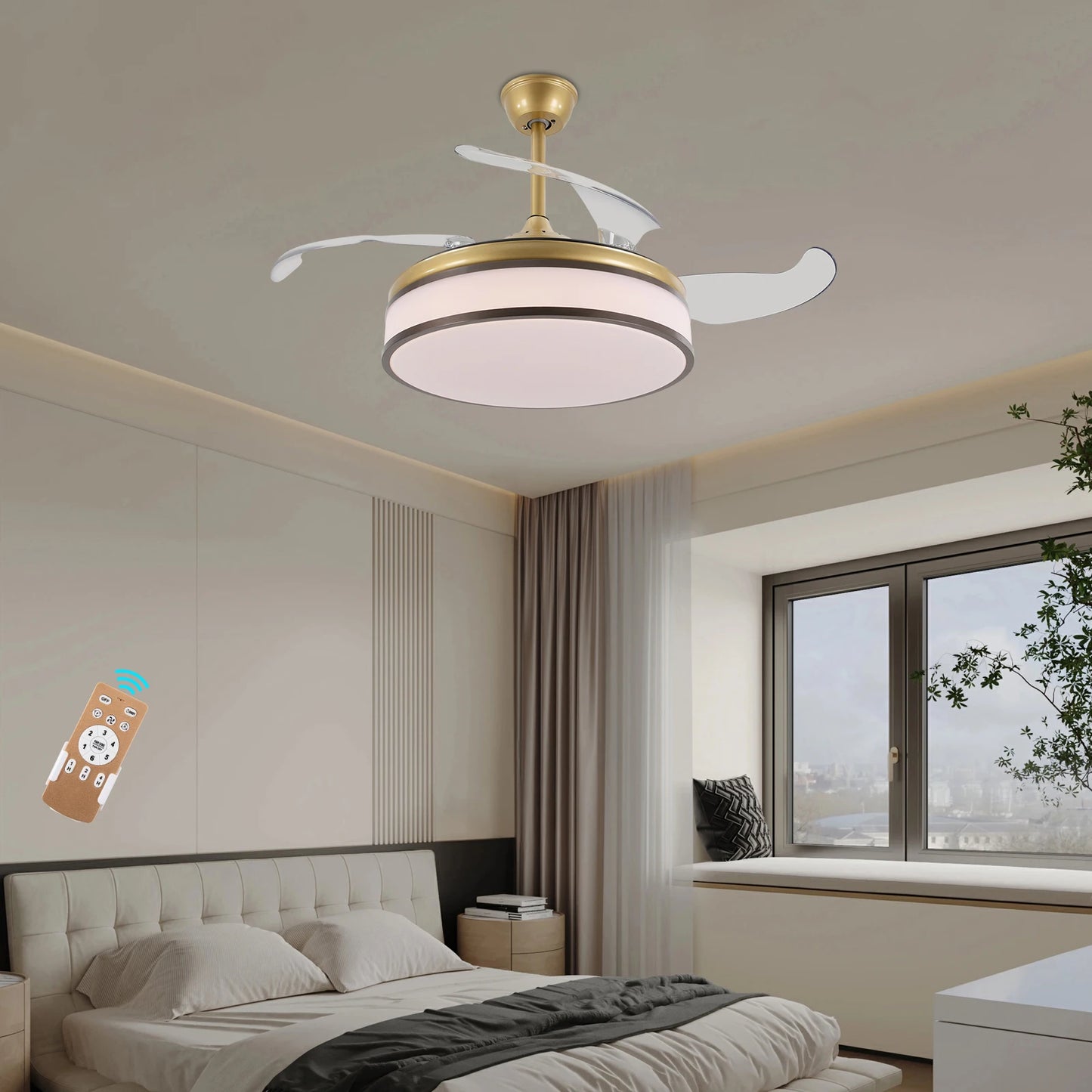 Ceiling Fan Pendant Light With Remote Control For Bedroom Kitchen