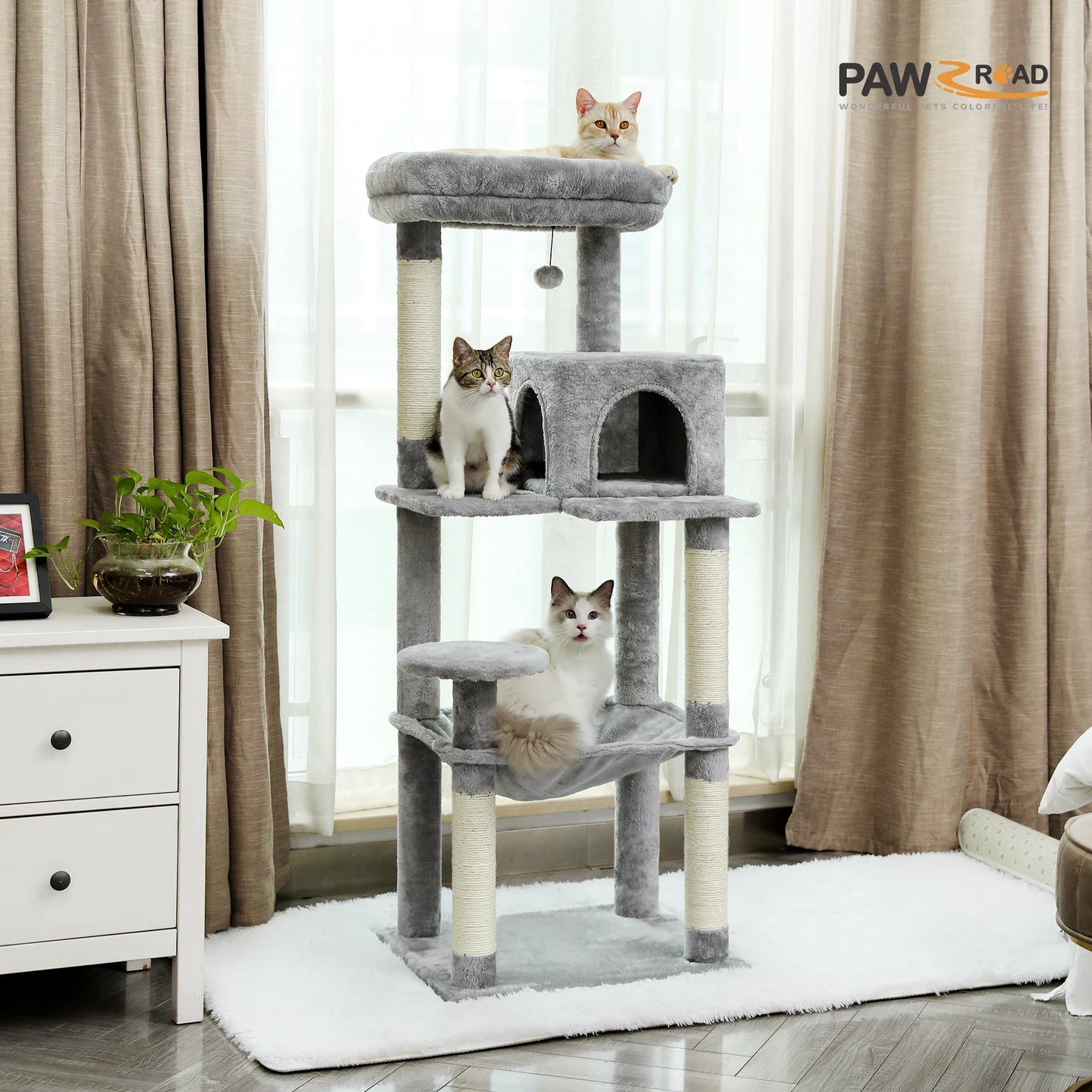 PAWZ Road Five Level Cat Tree Indoor Cat Tower Sturdy