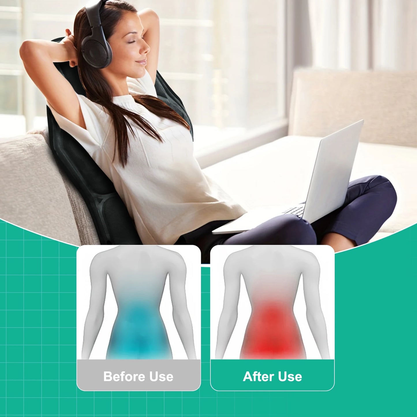 HIMOUTAE Massage Seat Cushion With Heating Full Body Vibration