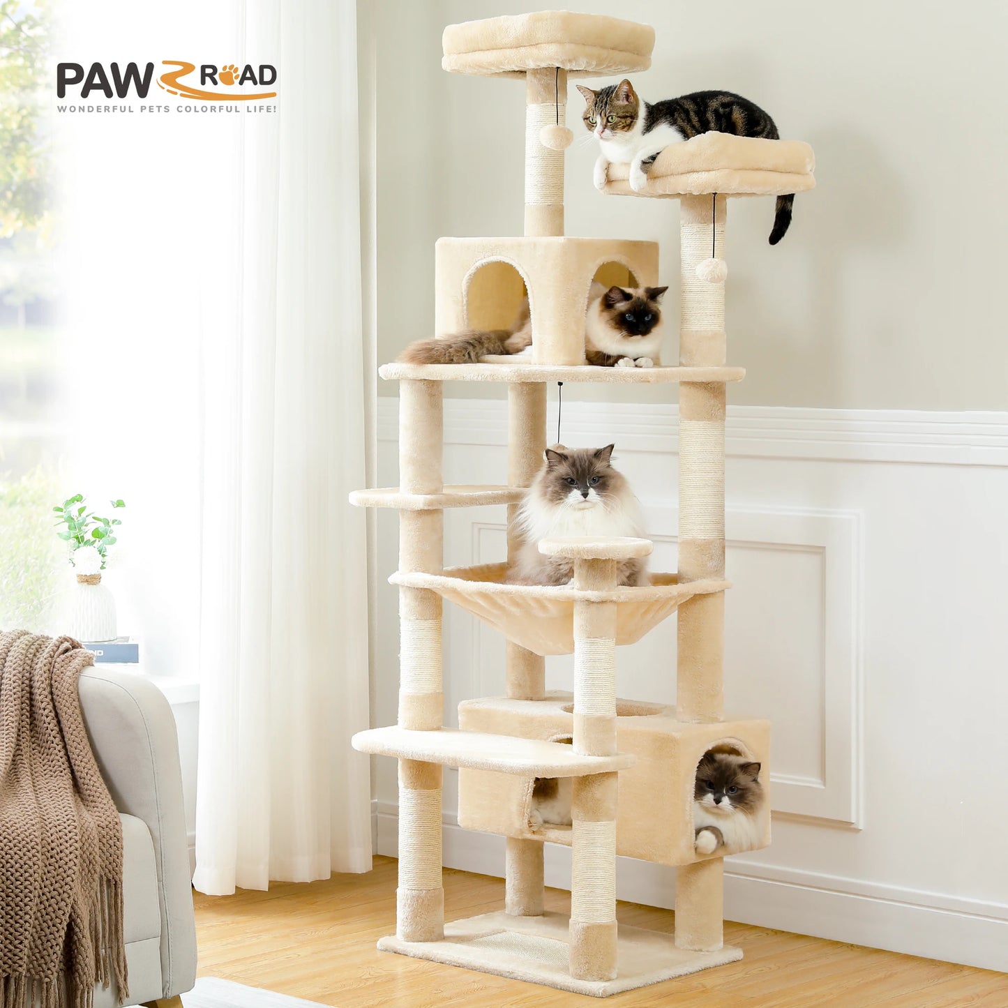 PEQULTICN Five Level Cat Tree Tower With Scratching Posts