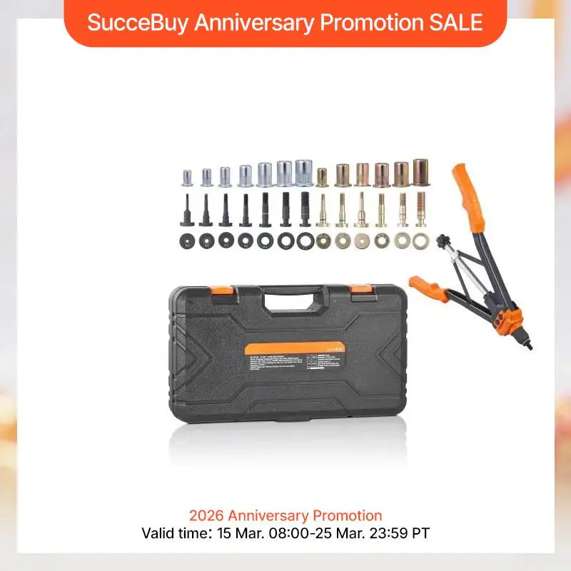 SucceBuy 14/16 Inch Rivet Nut Tool Kit With Mandrels