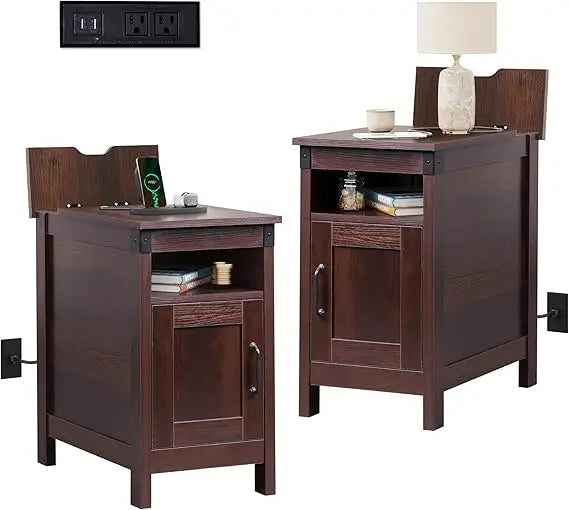 XMSJ Narrow End Tables Set Of 2 With Charging Station