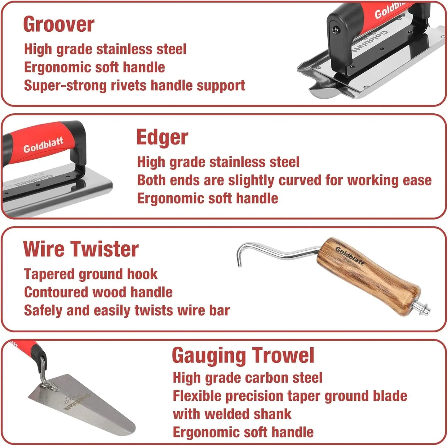 Masonry Tool Set With Finishing Trowel And Accessories